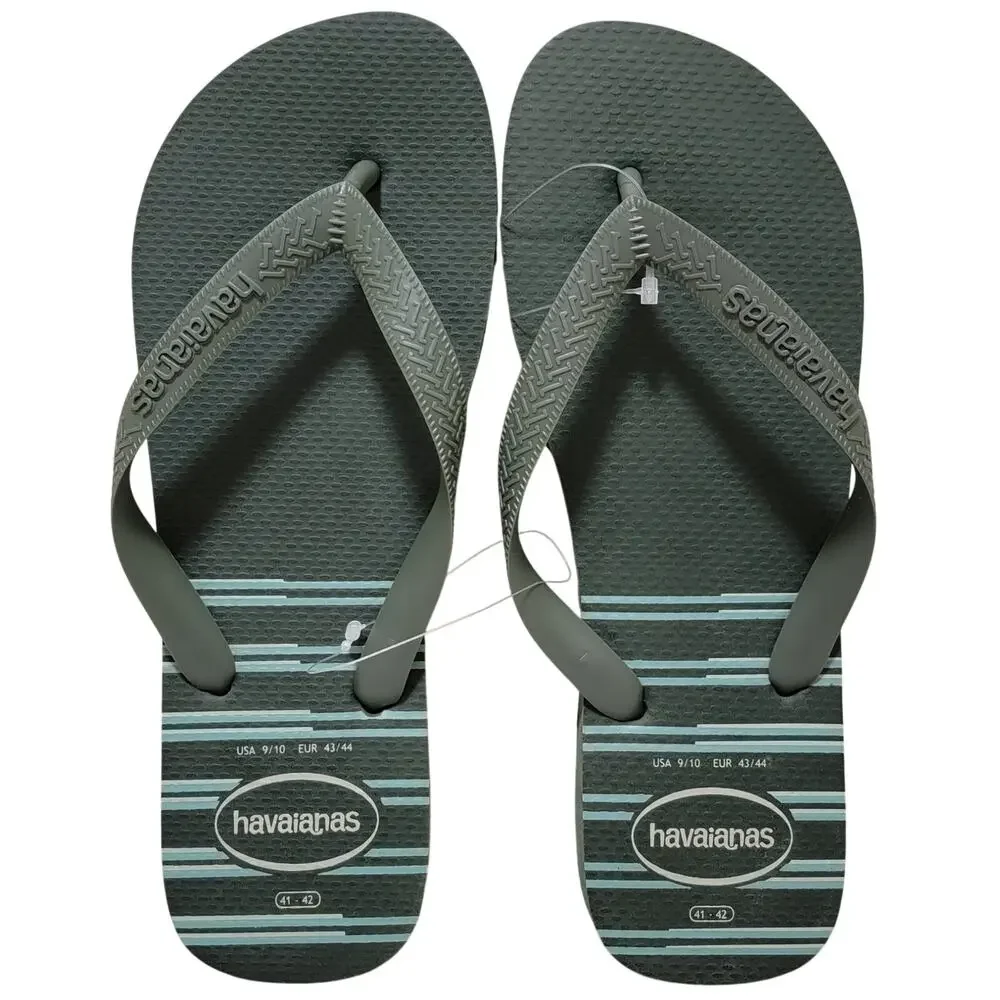 Havaianas Men Top Basic Flip Flop Thong Sandals Size US 9/10 Green Striped C3U